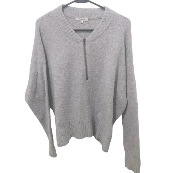 Madewell York Half-Zip Pullover Sweater - Heather Sky Gray - XL - Picture 3 of 5